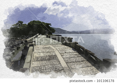 和歌山縣和歌山市水彩風格的和歌山三段橋 和歌山縣和歌山市水彩風格的和歌山三段橋 101106178