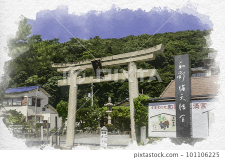 Watercolor-style Wakayama Wakaura Tenmangu Shrine Torii Gate Wakayama City, Wakayama Prefecture 101106225
