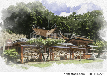 和歌山縣和歌山市和歌山市水彩風格的和歌山和歌浦天滿宮唐門和正殿 和歌山縣和歌山市和歌山市水彩風格的和歌山和歌浦天滿宮唐門和正殿 101106228