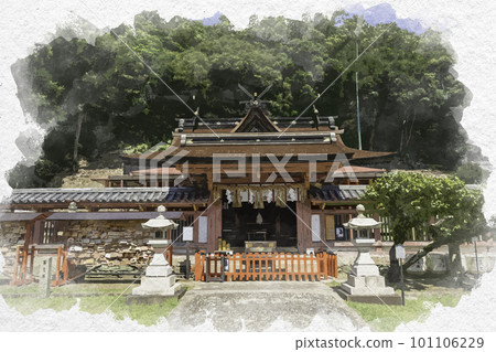 和歌山縣和歌山市和歌山市水彩風格的和歌山和歌浦天滿宮唐門和正殿 和歌山縣和歌山市和歌山市水彩風格的和歌山和歌浦天滿宮唐門和正殿 101106229