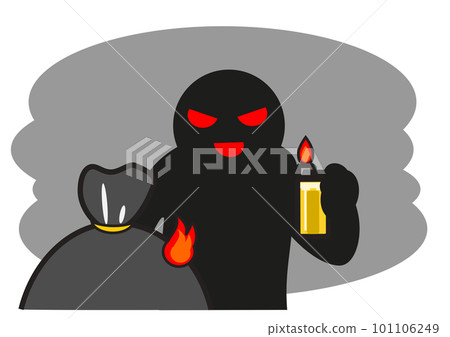 Arsonist setting fire to garbage bag Arsonist setting fire to garbage bag 101106249