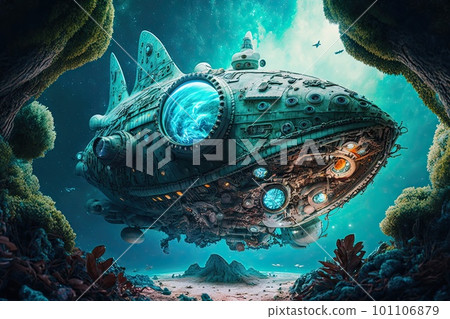 Ocean Colonization, harvesting, submarine, terraforming, AI generated art, steampunk, wall art, wallpaper frame art Ocean Colonization, harvesting, submarine, terraforming, AI generated art, steampunk, wall art, wallpaper frame art 101106879