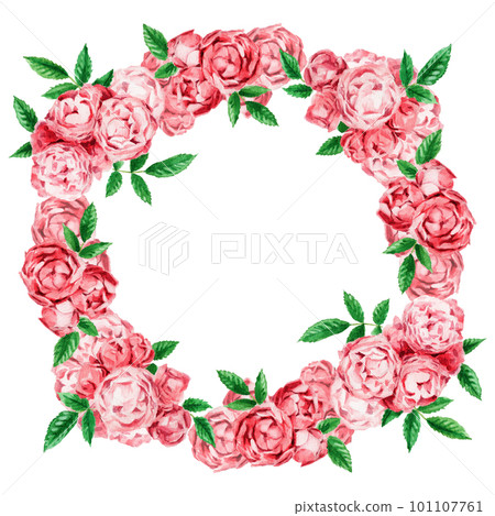 Analog watercolor pink mini rose circle frame Analog watercolor pink mini rose circle frame 101107761