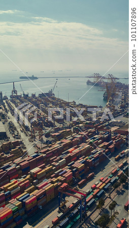 Aerial view of sea cargo port 101107896
