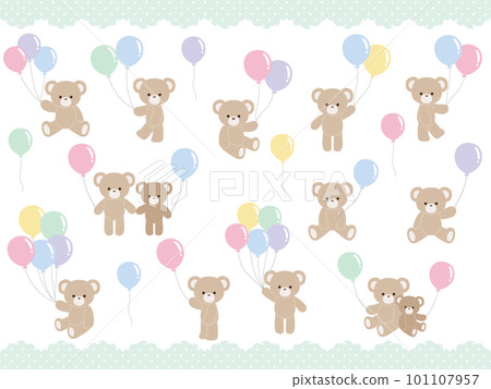 Balloon and cute bear illustration material set Balloon and cute bear illustration material set 101107957