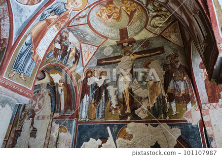 Interior of cave church at Cappadocia Interior of cave church at Cappadocia 101107987