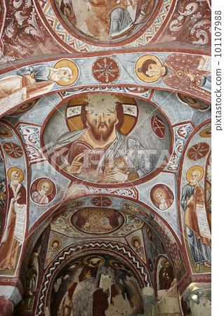 Interior of cave church at Cappadocia Interior of cave church at Cappadocia 101107988