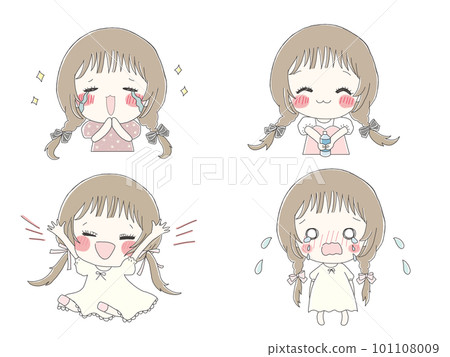 表情萌少女套裝（彩色） 101108009