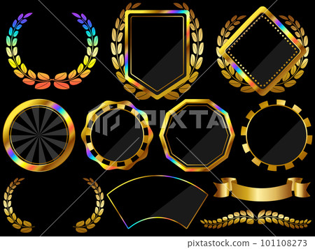 Set of 9 rainbow emblems black & gold 101108273