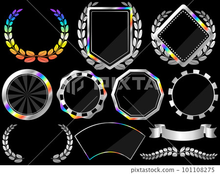Set of 9 rainbow emblems black & silver 101108275