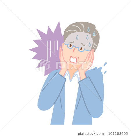 Vector illustration of a senior man with a shocked face 101108403