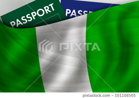 Nigerian flag background and passport of Nigeria. Nigerian flag background and passport of Nigeria. 101108505