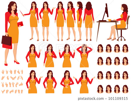 businesswoman character set in different poses isolated vector illustrtion businesswoman character set in different poses isolated vector illustrtion 101109315