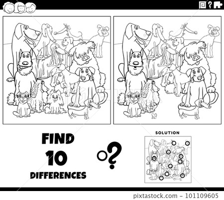differences game with purebred dogs coloring page 101109605