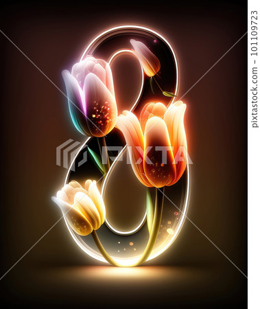 AI generated number 8 with tulip flowers AI generated number 8 with tulip flowers 101109723
