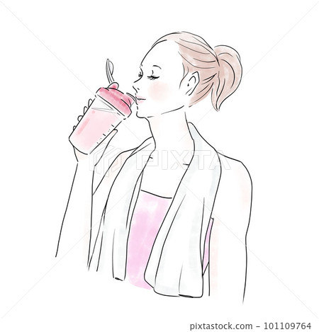 運動後飲用蛋白質的健康女性 運動後飲用蛋白質的健康女性 101109764