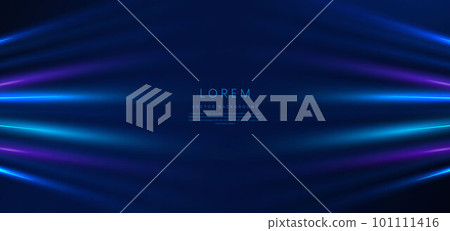 Abstract technology futuristic glowing blue and purple light lines on dark blue background. 101111416