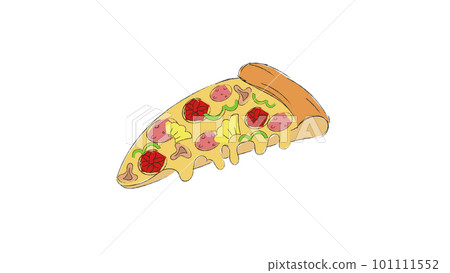 Piece of pizza. Delicious pepperoni snack 101111552