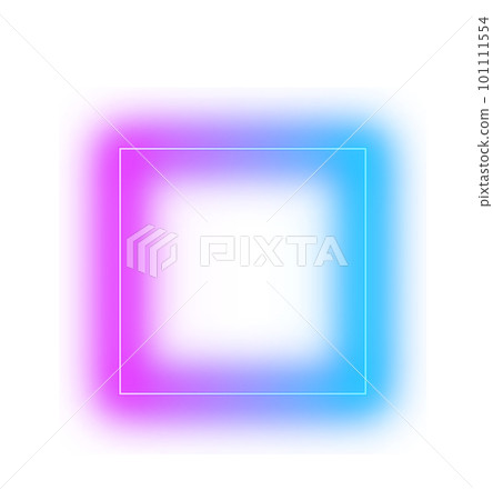 Square neon frame template. Blue and red laser light 101111554