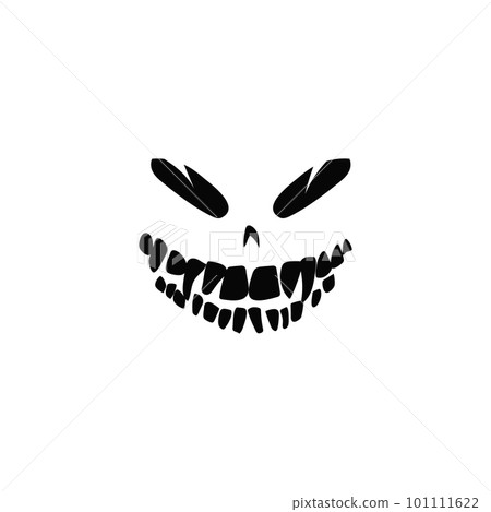 Creepy laughing face with big teeth Creepy laughing face with big teeth 101111622