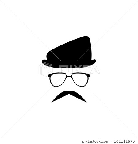 Head in glasses hat with mustache template Head in glasses hat with mustache template 101111679