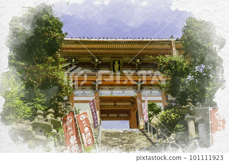 和歌山縣和歌山市水彩風格的和歌山紀州東照宮塔門 和歌山縣和歌山市水彩風格的和歌山紀州東照宮塔門 101111923