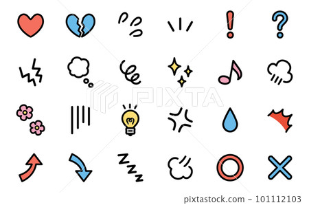 Various emotional expressions icon set (line color) Various emotional expressions icon set (line color) 101112103