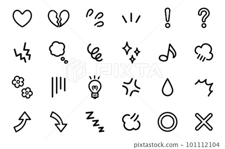 Various emotional expressions icon set (line drawing) 101112104