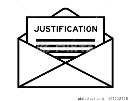 Envelope and letter sign with word justification as the headline Envelope and letter sign with word justification as the headline 101112536