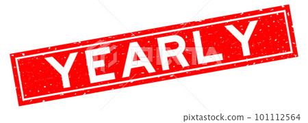 Grunge red yearly word square rubber seal stamp on white background Grunge red yearly word square rubber seal stamp on white background 101112564