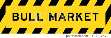 Yellow and black color with line striped label banner with word bull market Yellow and black color with line striped label banner with word bull market 101112570