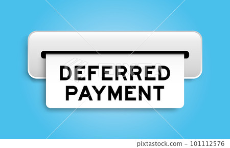 White coupon banner with word deferred payment from machine on blue color background 101112576