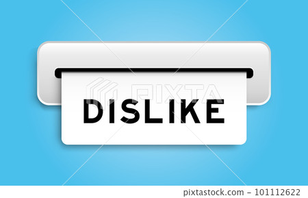 White coupon banner with word dislike from machine on blue color background 101112622