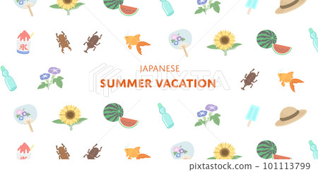 夏季可愛插圖橫幅 C 白色 夏季可愛插圖橫幅 C 白色 101113799