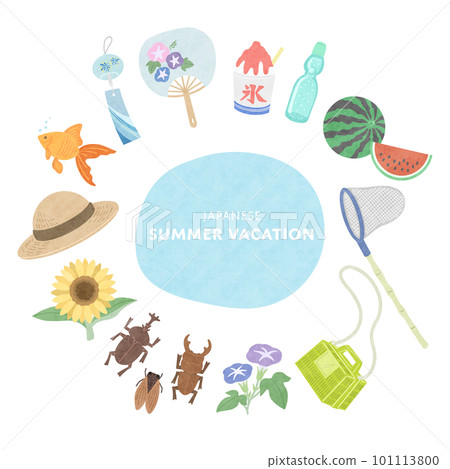 Summer cute illustration banner C white 101113800