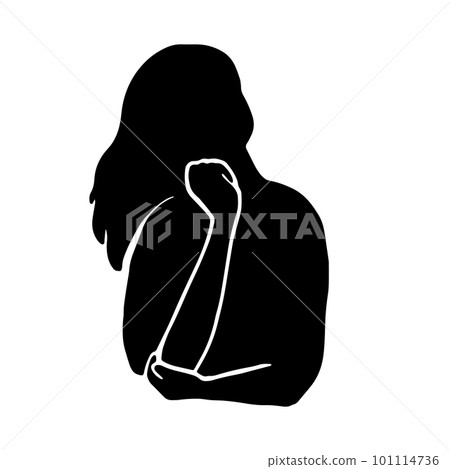 Silhouette illustration of a woman thinking, black Silhouette illustration of a woman thinking, black 101114736