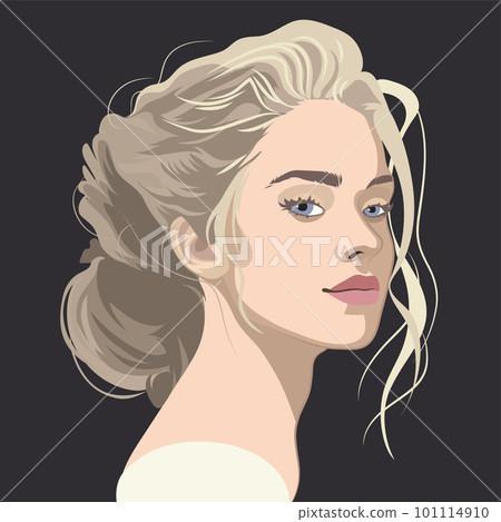 Portrait of a beautiful blonde girl with curly hair with a beam. Portrait of a beautiful blonde girl with curly hair with a beam. 101114910