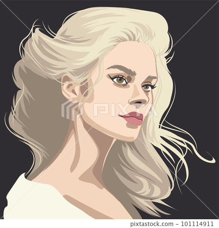 Portrait of a beautiful blonde girl with loose curly hair. Portrait of a beautiful blonde girl with loose curly hair. 101114911