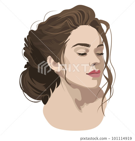 Portrait of a beautiful brunette girl with curly hair Portrait of a beautiful brunette girl with curly hair 101114919