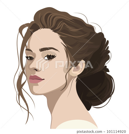 Portrait of a beautiful brunette girl with curly hair Portrait of a beautiful brunette girl with curly hair 101114920