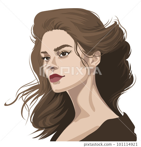 Portrait of a beautiful brunette girl with curly hair Portrait of a beautiful brunette girl with curly hair 101114921