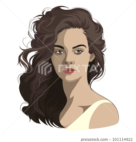 Portrait of a beautiful brunette girl with curly hair Portrait of a beautiful brunette girl with curly hair 101114922