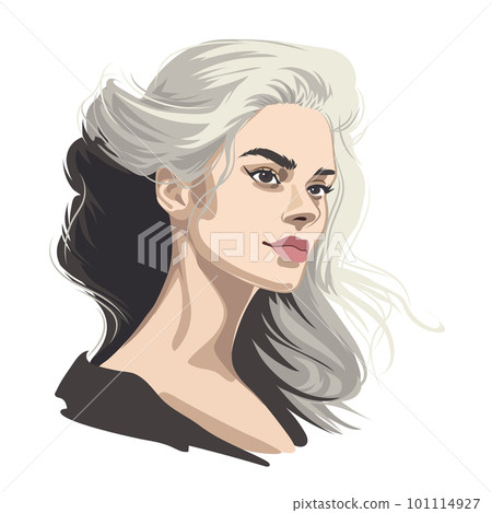 Portrait of a beautiful girl with loose hair just starting to turn gray Portrait of a beautiful girl with loose hair just starting to turn gray 101114927