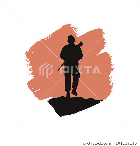 Silhouette of walking soldier. Vector illustration isolated. Silhouette of walking soldier. Vector illustration isolated. 101115189