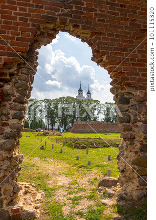 Ludza castle ruins in Latvia. The first mention of the castle dates from 1433 when the Livonian Order built a larger and stronger fortress to replace an earlier wooden fortress. 101115320