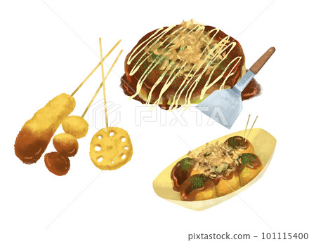 Okonomiyaki Takoyaki Kushikatsu Osaka Gourmet Okonomiyaki Takoyaki Kushikatsu Osaka Gourmet 101115400