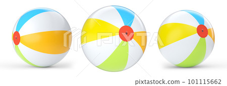 Set of beach balls with beach accessories isolated on white background. Set of beach balls with beach accessories isolated on white background. 101115662