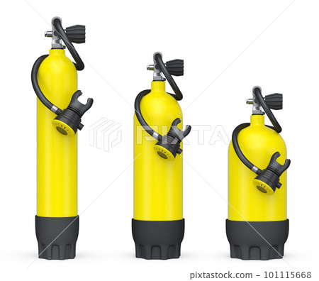 Set of diving tank full oxygen for snorkeling on white background. 101115668