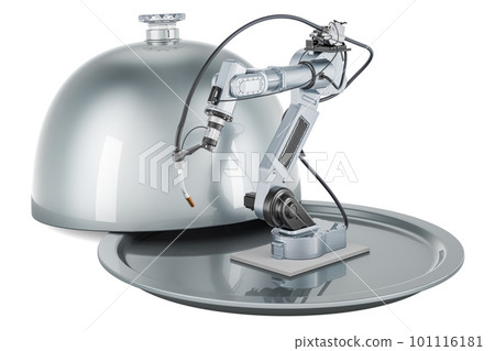 Restaurant cloche with robot welding, 3D rendering 101116181