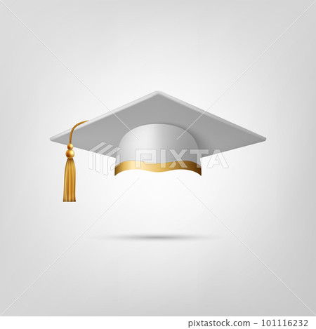 Vector 3d Realistic White Graduate College, High School, University Black Cap Icon Closeup Isolated. Vector Degree Ceremony Hat. Educational Student Symbol, Hat. Front View Vector 3d Realistic White Graduate College, High School, University Black Cap Icon Closeup Isolated. Vector Degree Ceremony Hat. Educational Student Symbol, Hat. Front View 101116232